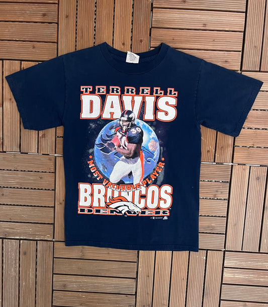 Denver Broncos Terrell Davis MVP Graphic Tee | Size Medium | Vintage 1990s NFL Football T-Shirt |