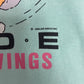 Caution Wide Mood Swings Graphic Tee | Size X-Large | Vintage 1980s Cartoon Cute Teal T-Shirt |