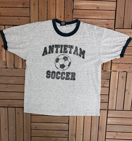 Antietam High School Soccer Graphic Tee | Size X-Large | Vintage 1990s Grey High School T-Shirt | Made in USA | Free Shipping to USA |