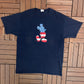 Mickey Mouse American Flag Graphic Tee | Size X-Large | Vintage 2000s Disney Cartoon Promotional Blue T-Shirt | Free Shipping to USA |