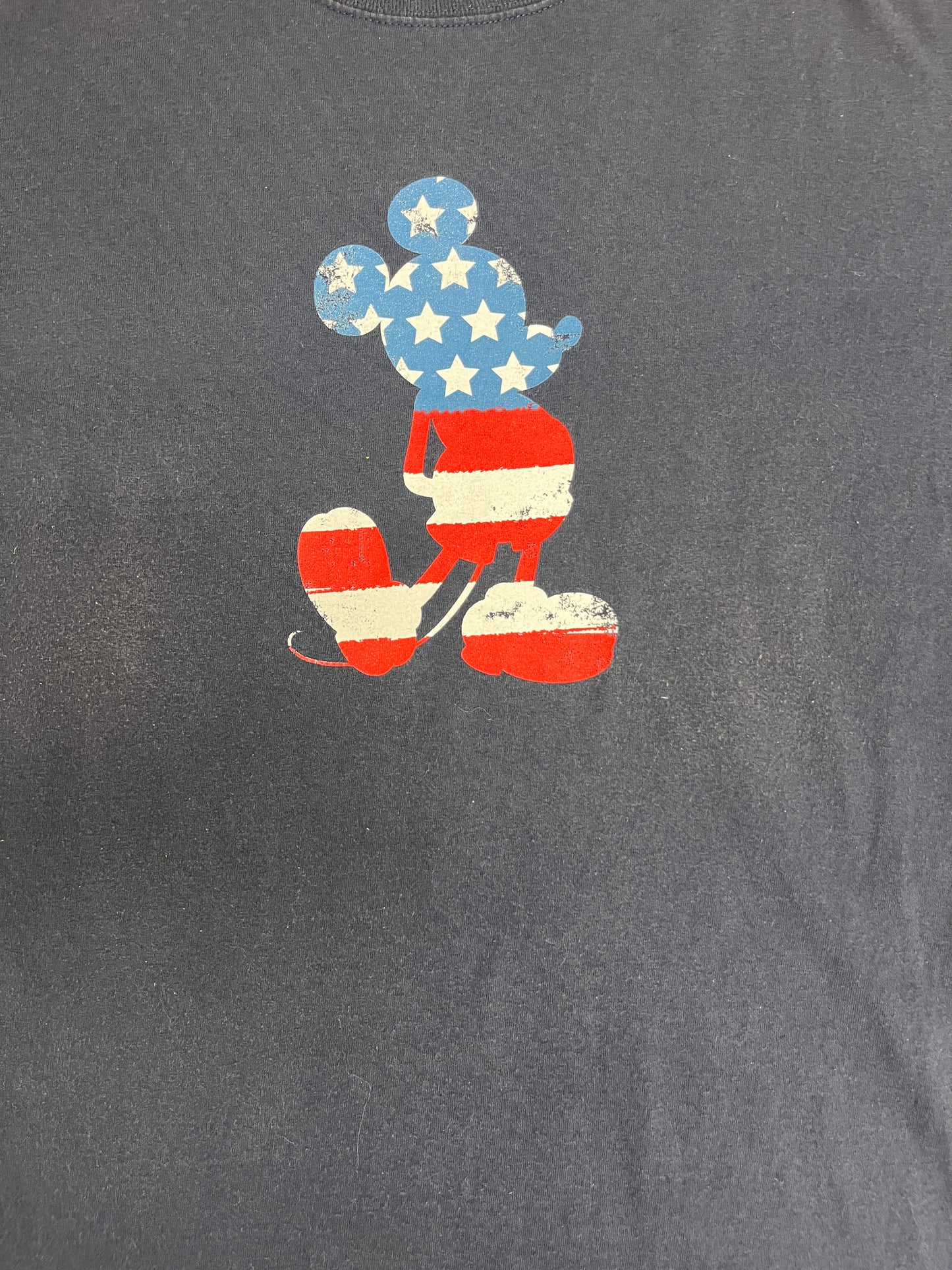 Mickey Mouse American Flag Graphic Tee | Size X-Large | Vintage 2000s Disney Cartoon Promotional Blue T-Shirt | Free Shipping to USA |