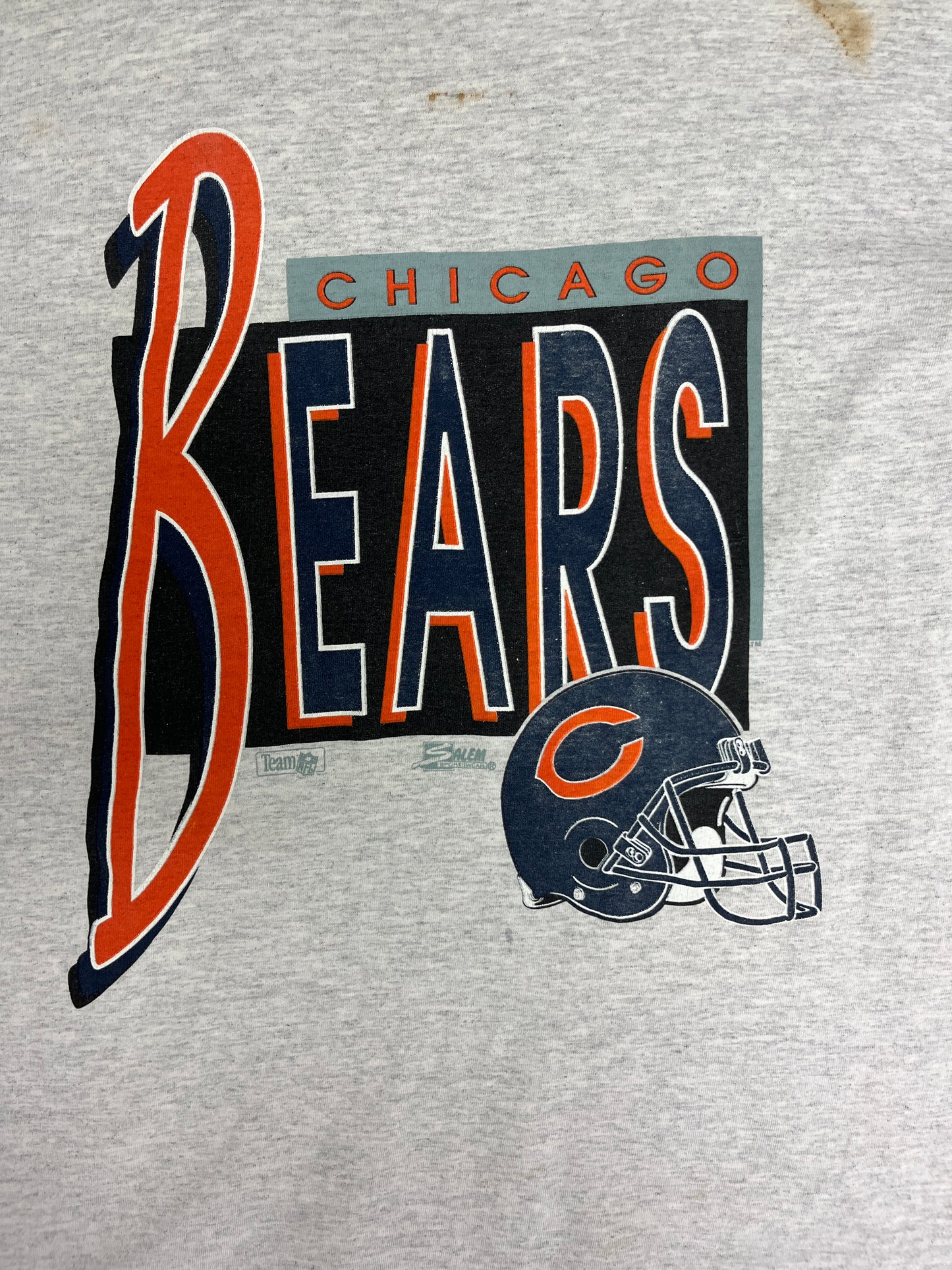 Chicago Bears Graphic Tee | Size Large | Vintage 1990s NFL Football Grey T-Shirt |