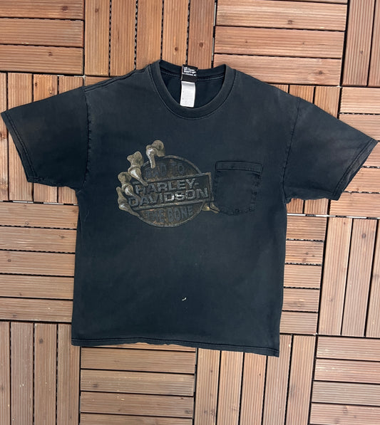 Harley Davidson Columbus, Ohio Graphic Tee | Size Large | Vintage 2000s Motorcycle Biker Black T-Shirt | Free Shipping to USA |