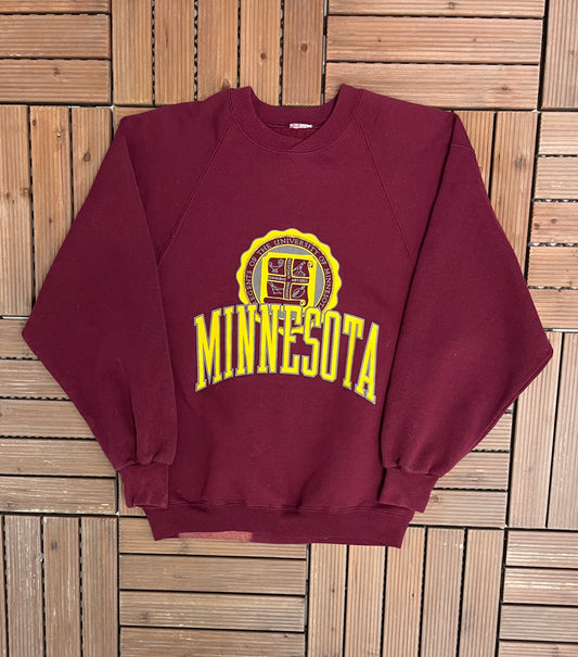 Minnesota Golden Gophers Graphic Crewneck | Size Large | Vintage 1990s College Sports Red Sweater |