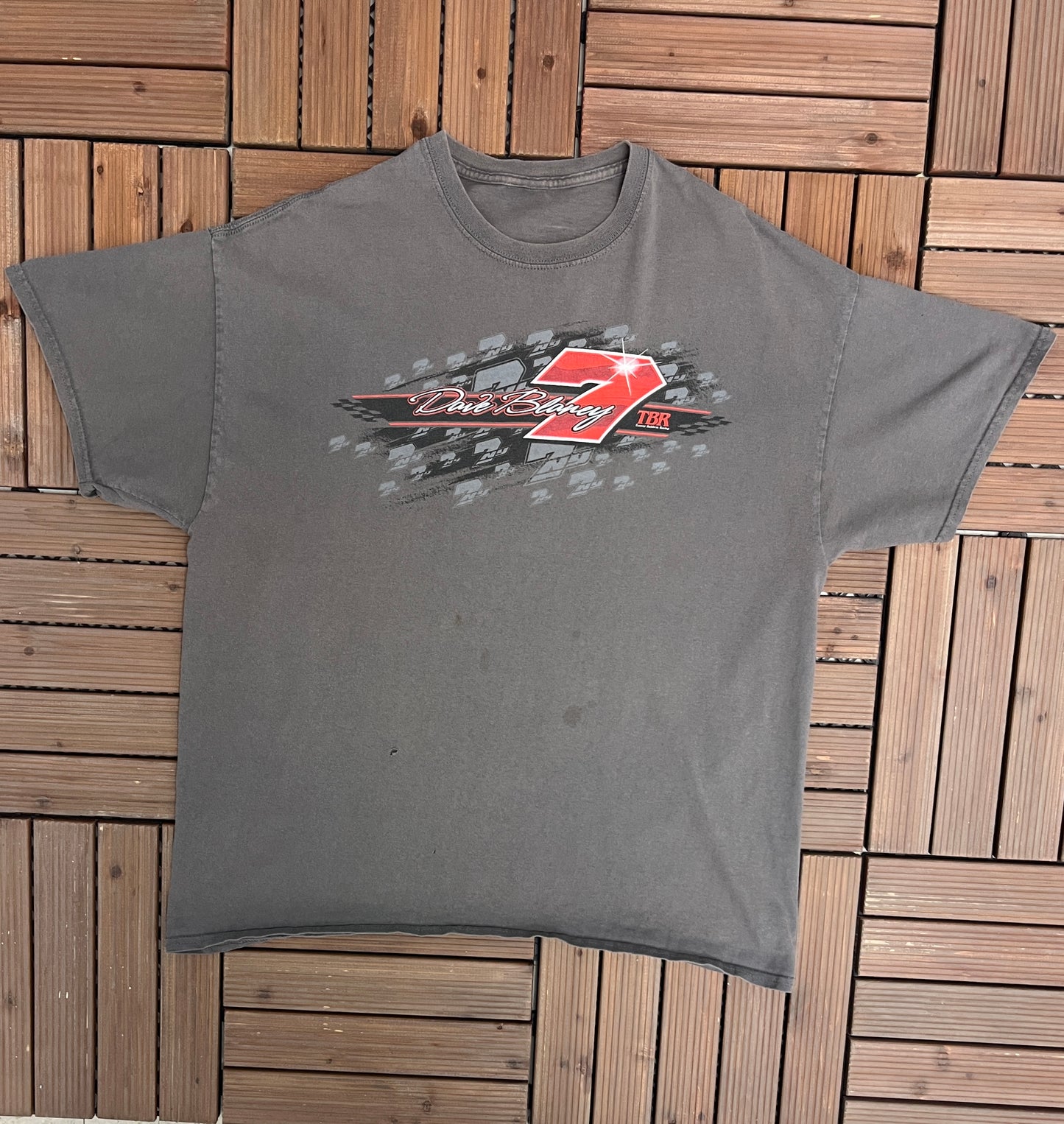 Dave Blaney Tommy Baldwin Racing Graphic Tee | Size X-Large | Vintage 2000s NASCAR Racing Grey T-Shirt | Free Shipping to America |