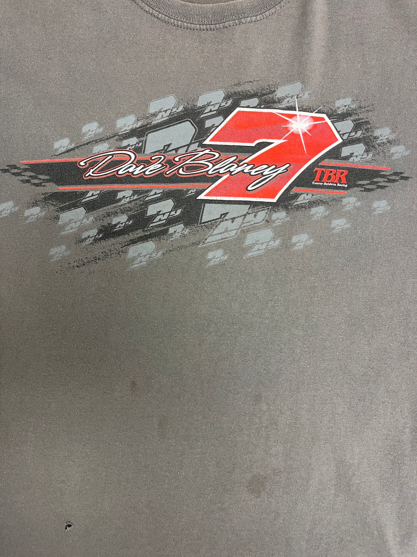 Dave Blaney Tommy Baldwin Racing Graphic Tee | Size X-Large | Vintage 2000s NASCAR Racing Grey T-Shirt | Free Shipping to America |