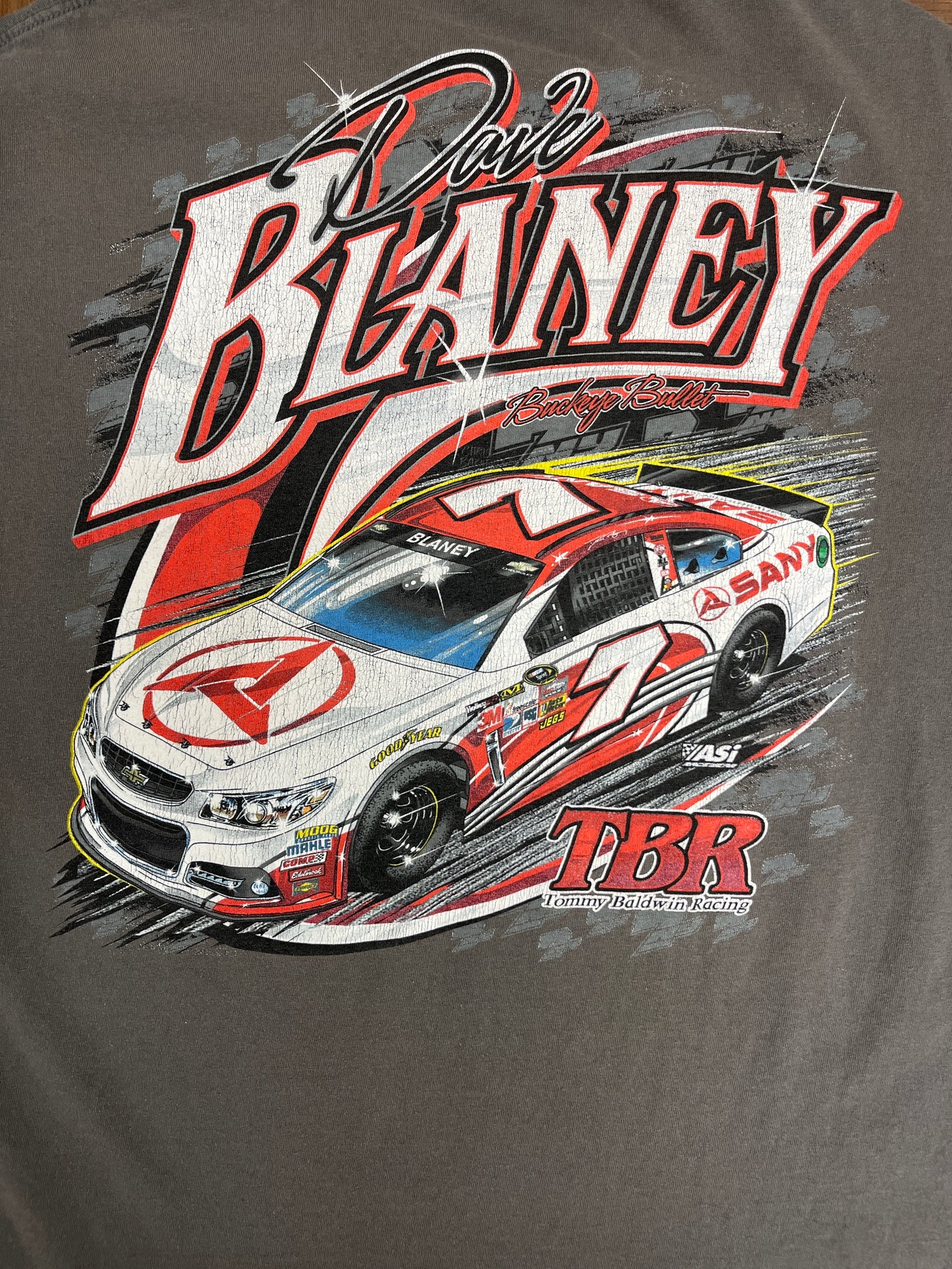 Dave Blaney Tommy Baldwin Racing Graphic Tee | Size X-Large | Vintage 2000s NASCAR Racing Grey T-Shirt | Free Shipping to America |