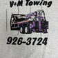 V&M Towing Graphic Tee | Size X-Large | Vintage 1990s Tourist Promotional Single Stitch Grey T-Shirt | Free Shipping to USA |