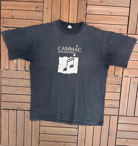 Canadian Amateur Musicians Graphic Tee | Size X-Large | Vintage 1990s Single Stitch Black T-Shirt | Made in Canada | Free Shipping to USA |