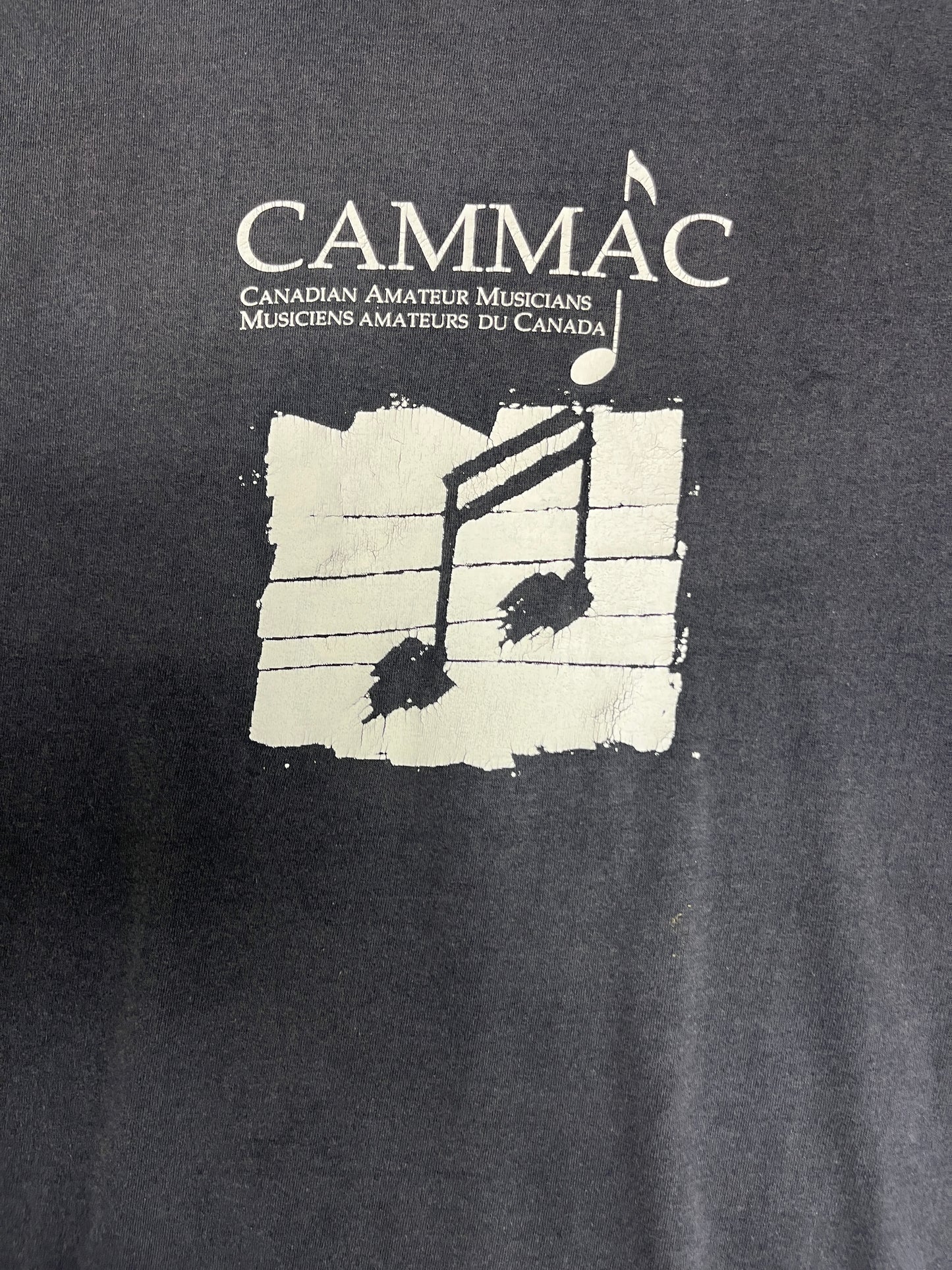 Canadian Amateur Musicians Graphic Tee | Size X-Large | Vintage 1990s Single Stitch Black T-Shirt | Made in Canada | Free Shipping to USA |