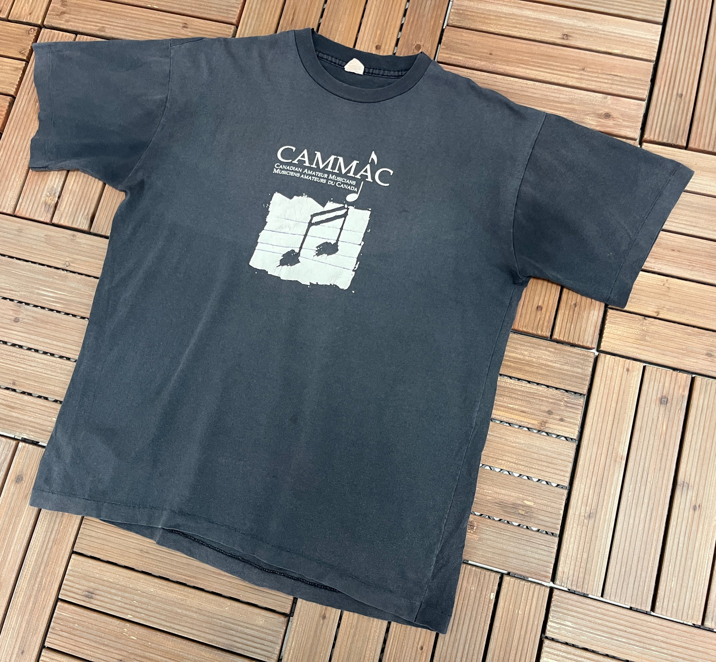 Canadian Amateur Musicians Graphic Tee | Size X-Large | Vintage 1990s Single Stitch Black T-Shirt | Made in Canada | Free Shipping to USA |