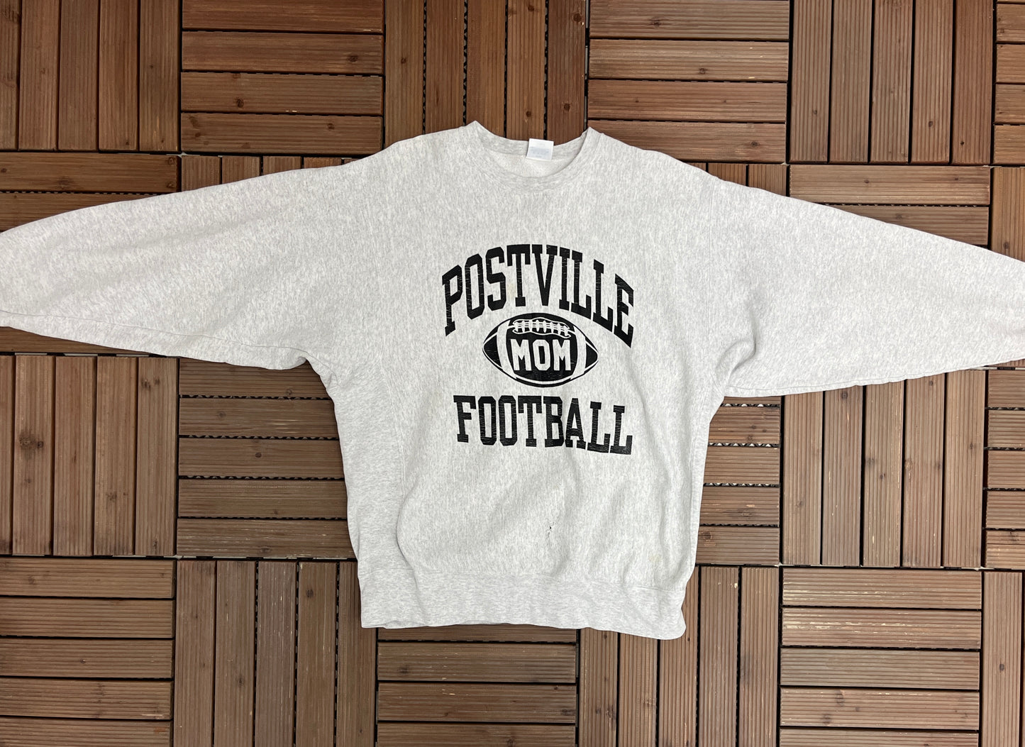 Postville High School Football Graphic Crewneck | Size X-Large | Vintage 1990s High School Football Grey Sweater |