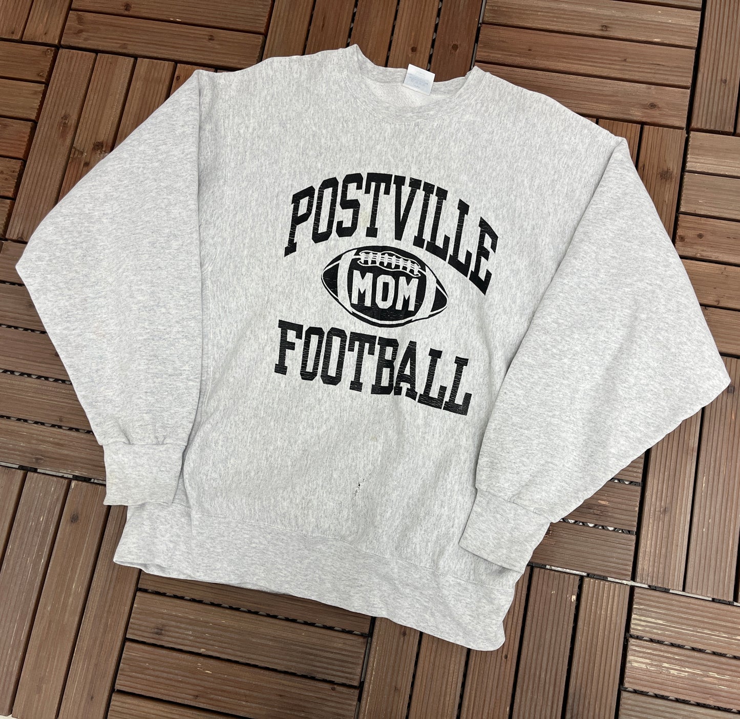 Postville High School Football Graphic Crewneck | Size X-Large | Vintage 1990s High School Football Grey Sweater |