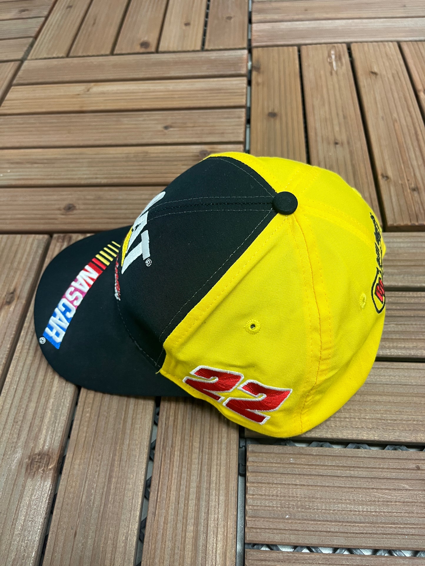 Ward Burton Caterpillar Racing Embroidered Graphic Hat | Snap Back | Vintage 2000s NASCAR Racing Black & Yellow Cap |