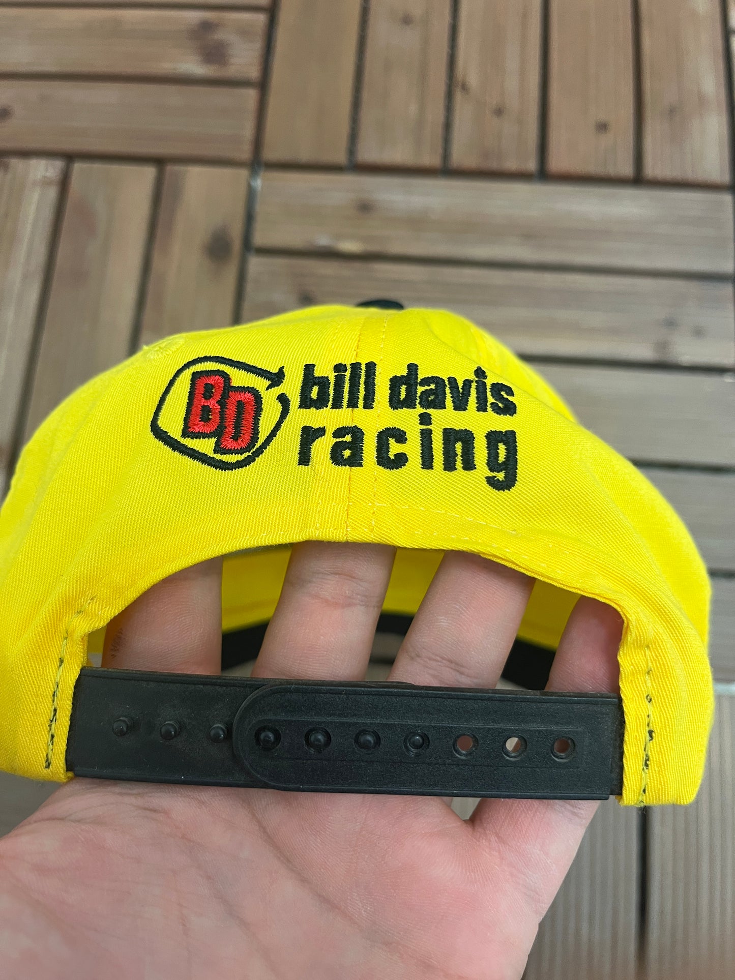 Ward Burton Caterpillar Racing Embroidered Graphic Hat | Snap Back | Vintage 2000s NASCAR Racing Black & Yellow Cap |