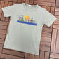 Barbados Sunset Graphic Tee | Size Large | Vintage 1990s Single Stitch Tourist Green T-Shirt |