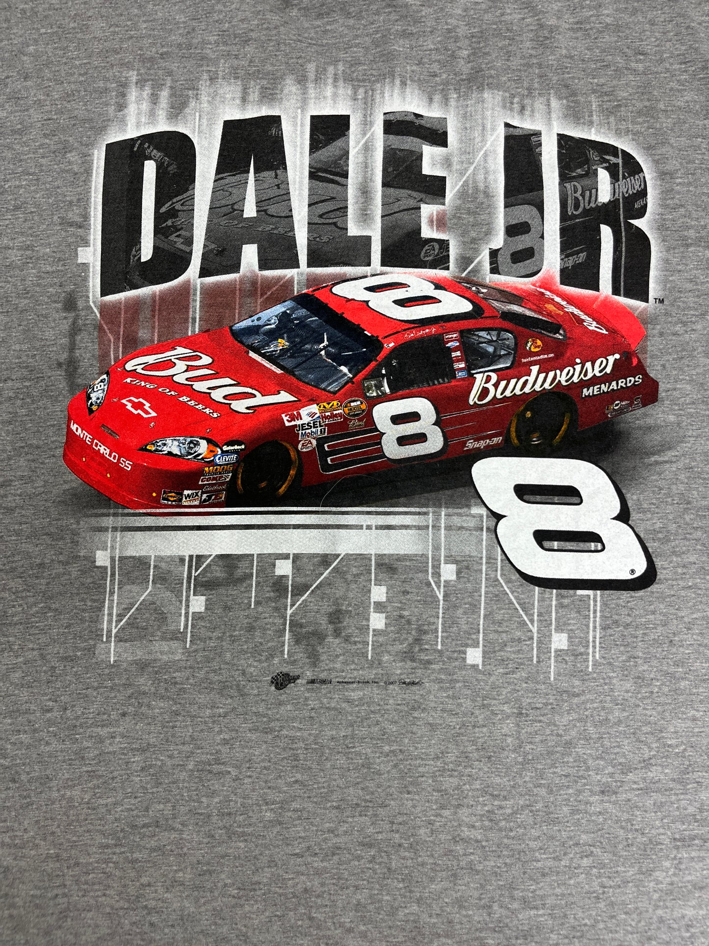 Dale Earnhardt Jr NASCAR Racing Graphic Tee | Size XX-Large | Vintage 2000s Promotional Racing Grey T-Shirt | Free Shipping to USA |