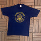 Elmer Avenue U.S. School of Excellence Graphic Tee | Size Large | Vintage 1990s Made in USA Blue T-Shirt |