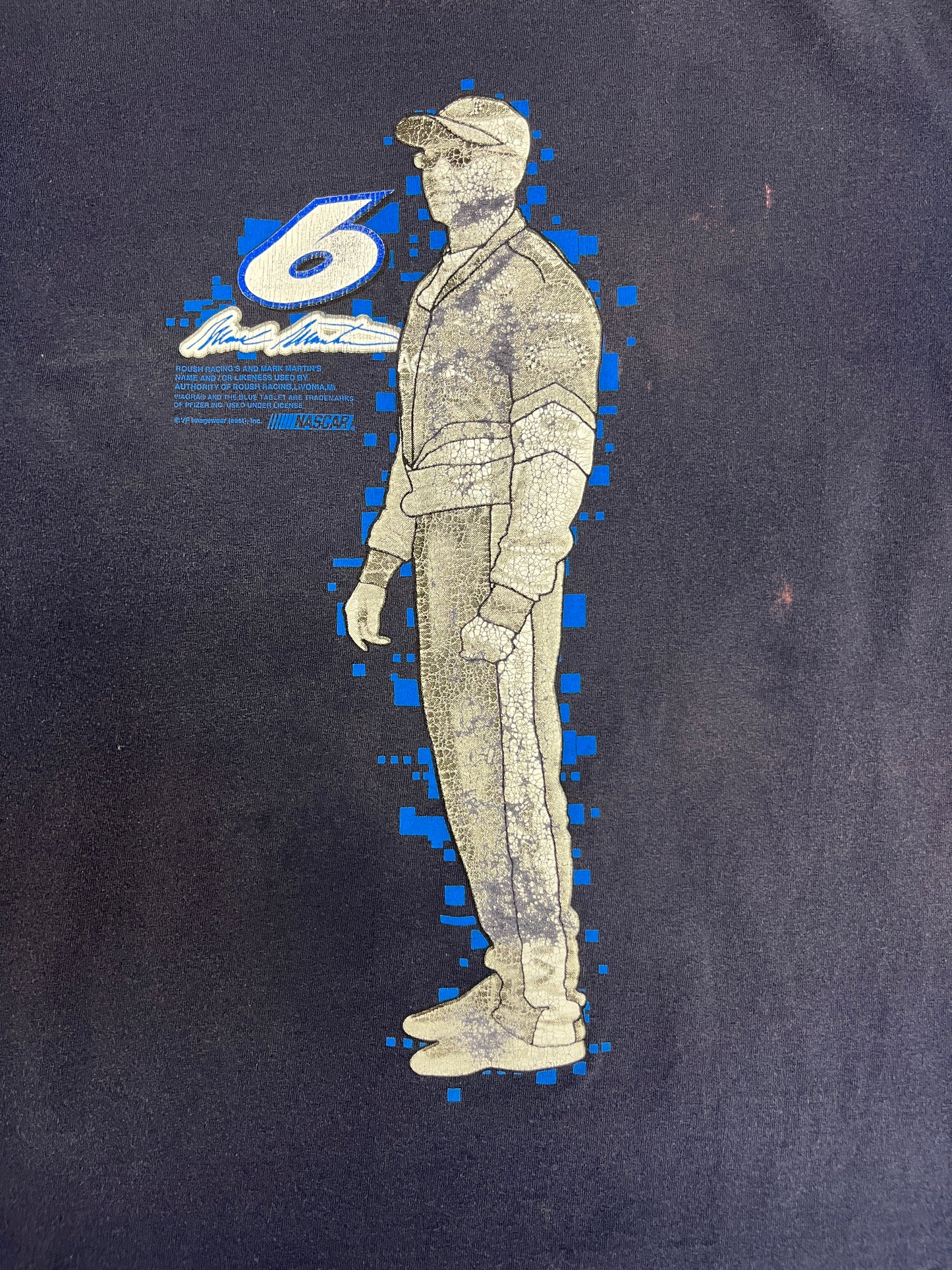 Mark Martin NASCAR Racing Graphic Tee | Size Medium | Vintage 2000s NASCAR Racing Blue T-Shirt | Free Shipping to USA |