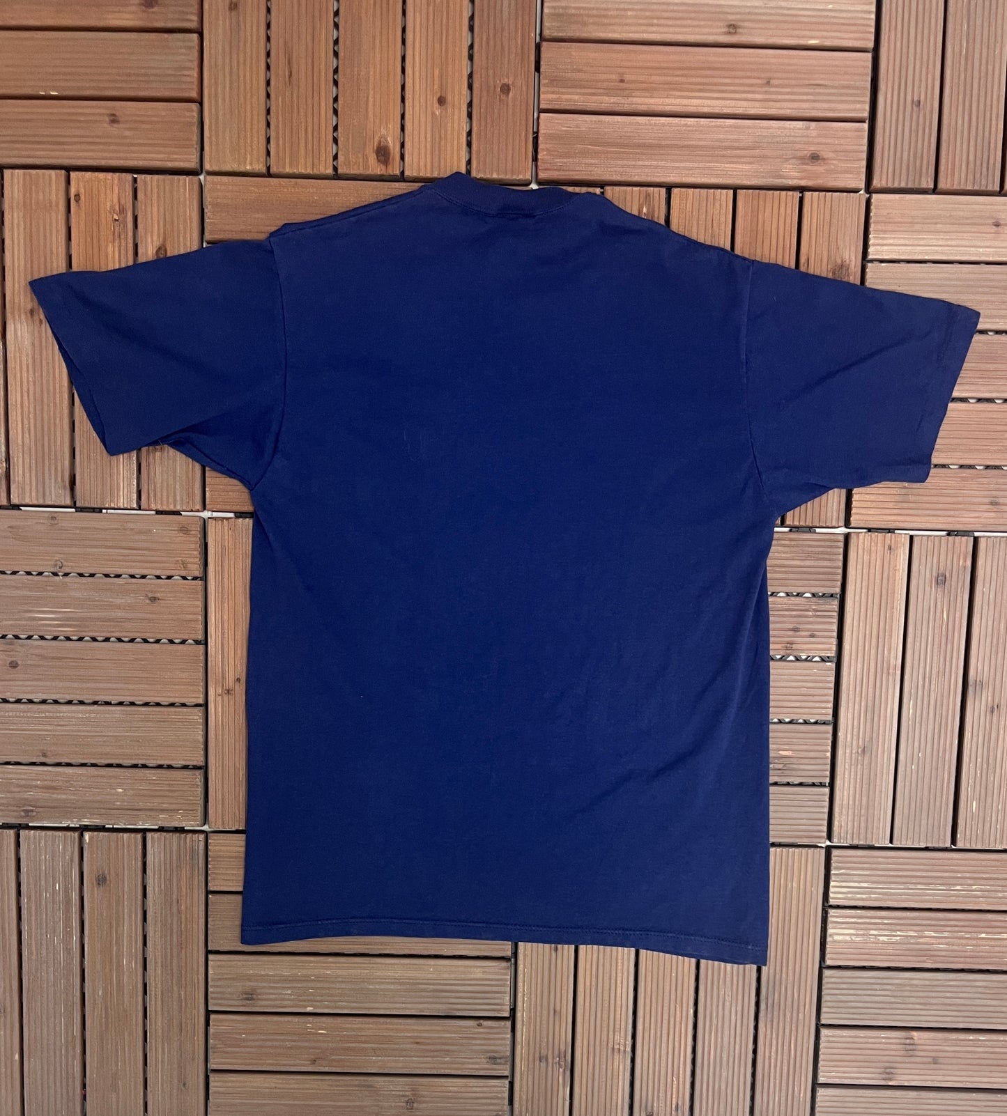 Elmer Avenue U.S. School of Excellence Graphic Tee | Size Large | Vintage 1990s Made in USA Blue T-Shirt |