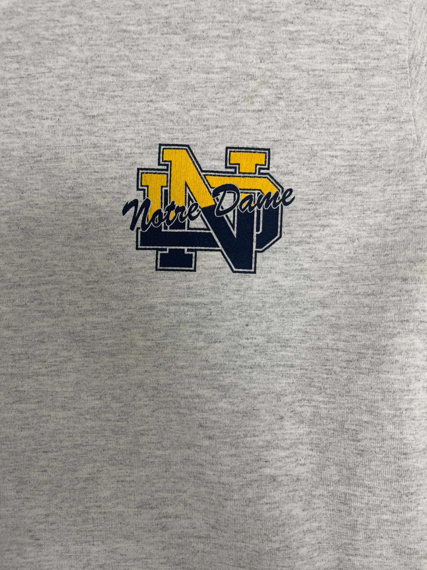 Notre Dame Fighting Irish Graphic Tee | Size Large | Vintage 1990 College Grey Long Sleeve T-Shirt | |