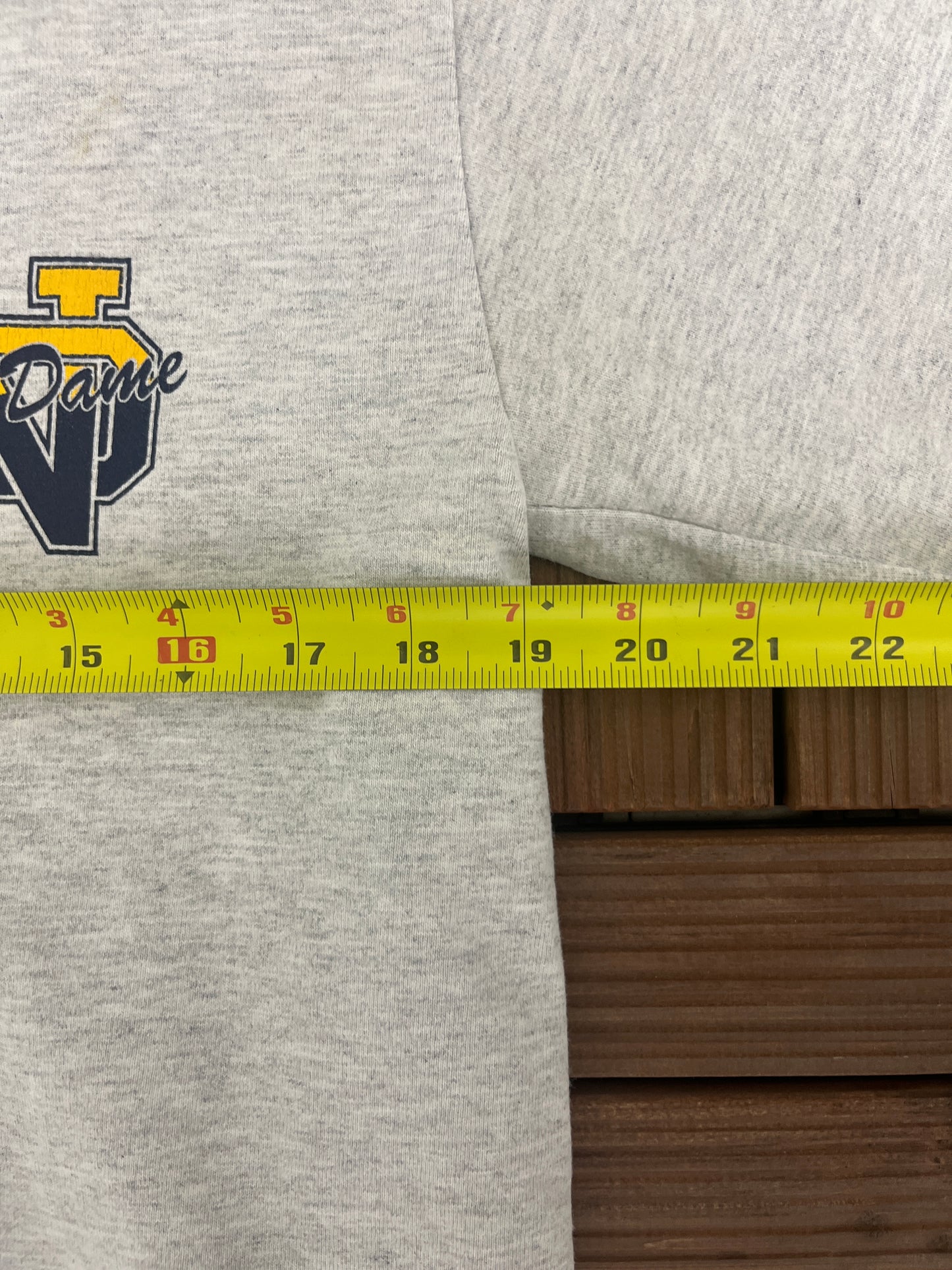 Notre Dame Fighting Irish Graphic Tee | Size Large | Vintage 1990 College Grey Long Sleeve T-Shirt | |