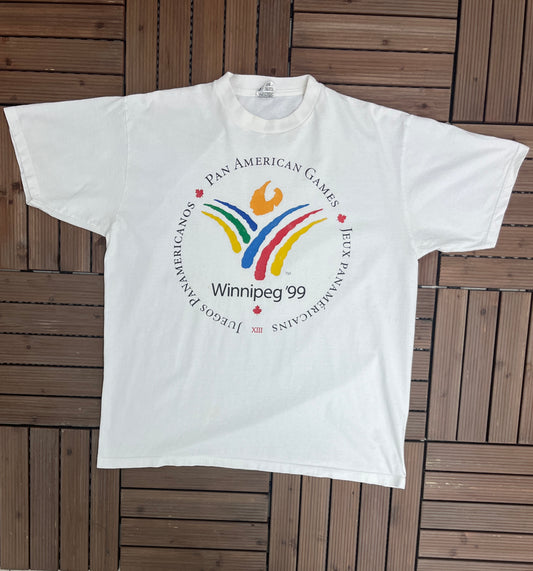 Winnipeg Pan-Am Games 1999 Graphic Tee | Size X-Large | Vintage 1990s Promotional White T-Shirt | Free Shipping to USA |