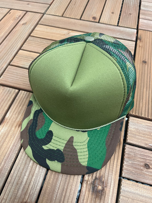 Camouflage Green Trucker Hat | Adjustable With Snap Back | Vintage 1990s Camo Green Cap | Free Shipping to USA|