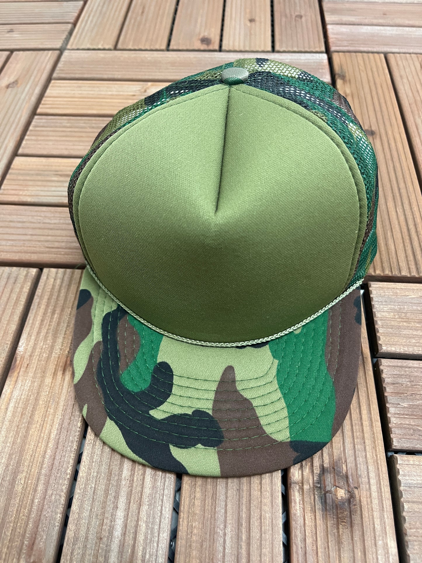 Camouflage Green Trucker Hat | Adjustable With Snap Back | Vintage 1990s Camo Green Cap | Free Shipping to USA|