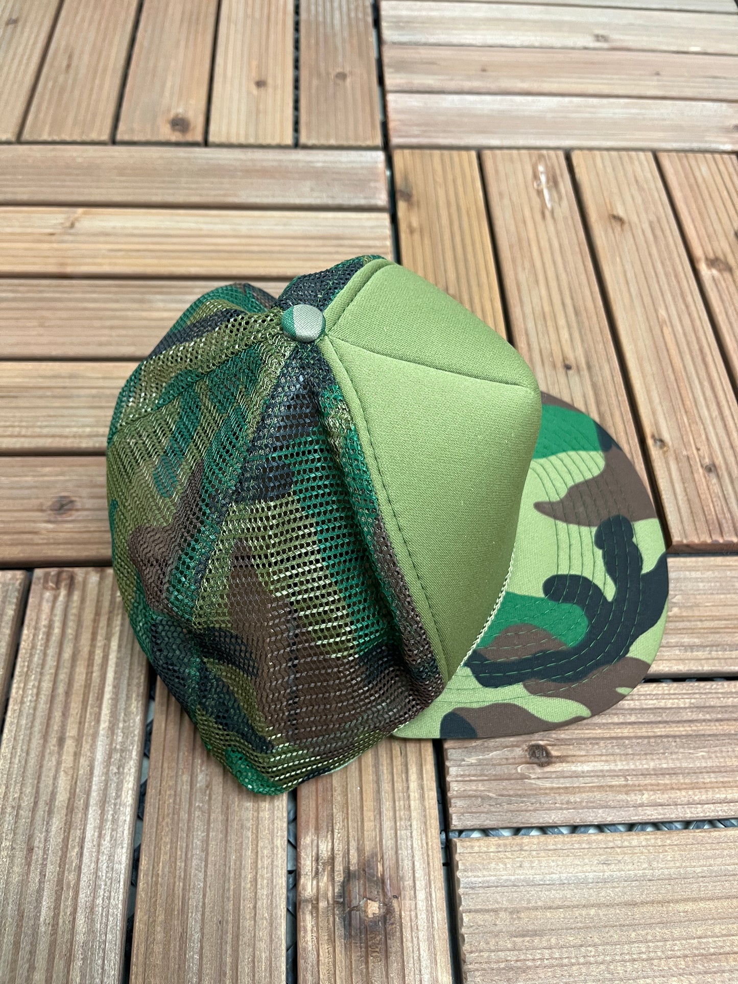 Camouflage Green Trucker Hat | Adjustable With Snap Back | Vintage 1990s Camo Green Cap | Free Shipping to USA|