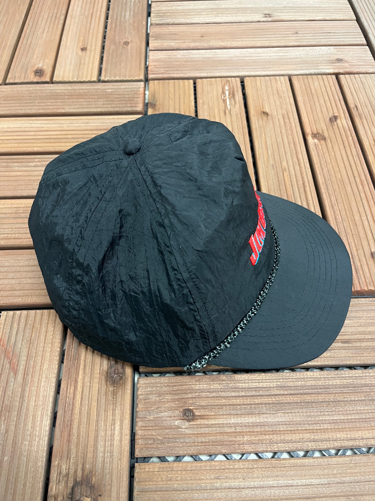 Jim Beam Embroidered Graphic Hat | Snap Back | Vintage 1990s Alcohol Promotional Black Cap |