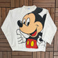 Mickey Mouse Big Print Graphic Tee | Size Medium | Vintage 1990s Retro Promotional Cartoon White Sweatshirt |
