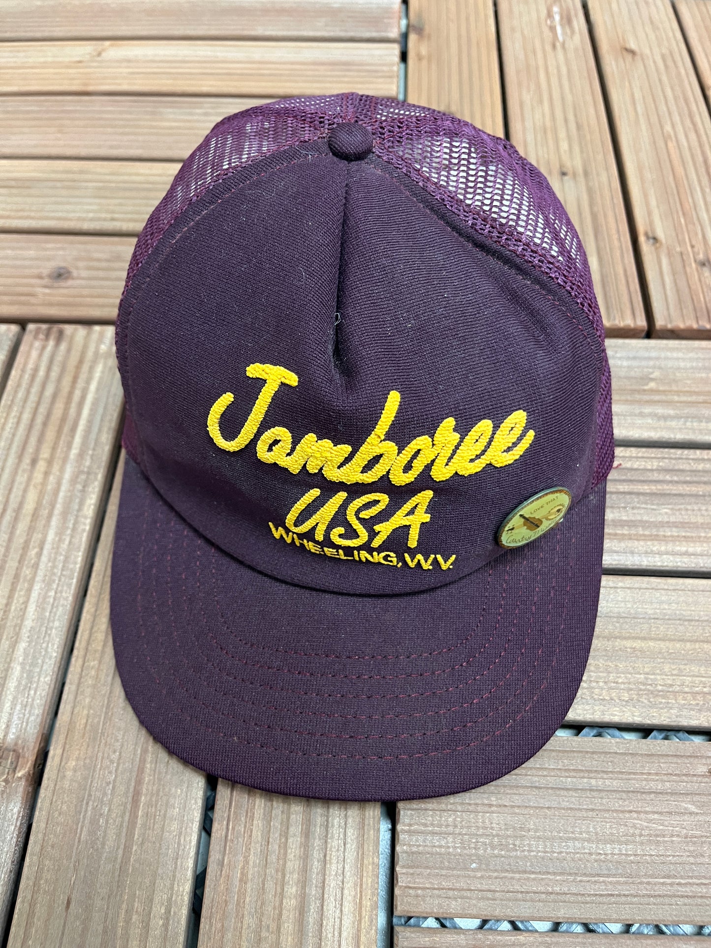 Jamboree USA Wheeling, West Virginia Graphic Hat | Adjustable With Snap Back | Vintage 1990s Country Red Cap | Free Shipping to USA |