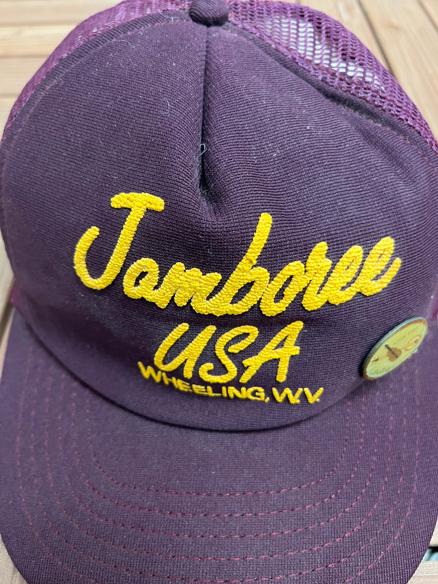 Jamboree USA Wheeling, West Virginia Graphic Hat | Adjustable With Snap Back | Vintage 1990s Country Red Cap | Free Shipping to USA |