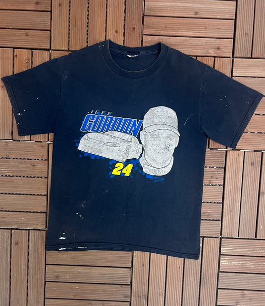 Jeff Gordon Racing Graphic Tee | Size Large | Vintage 2000s NASCAR Racing Blue T-Shirt |