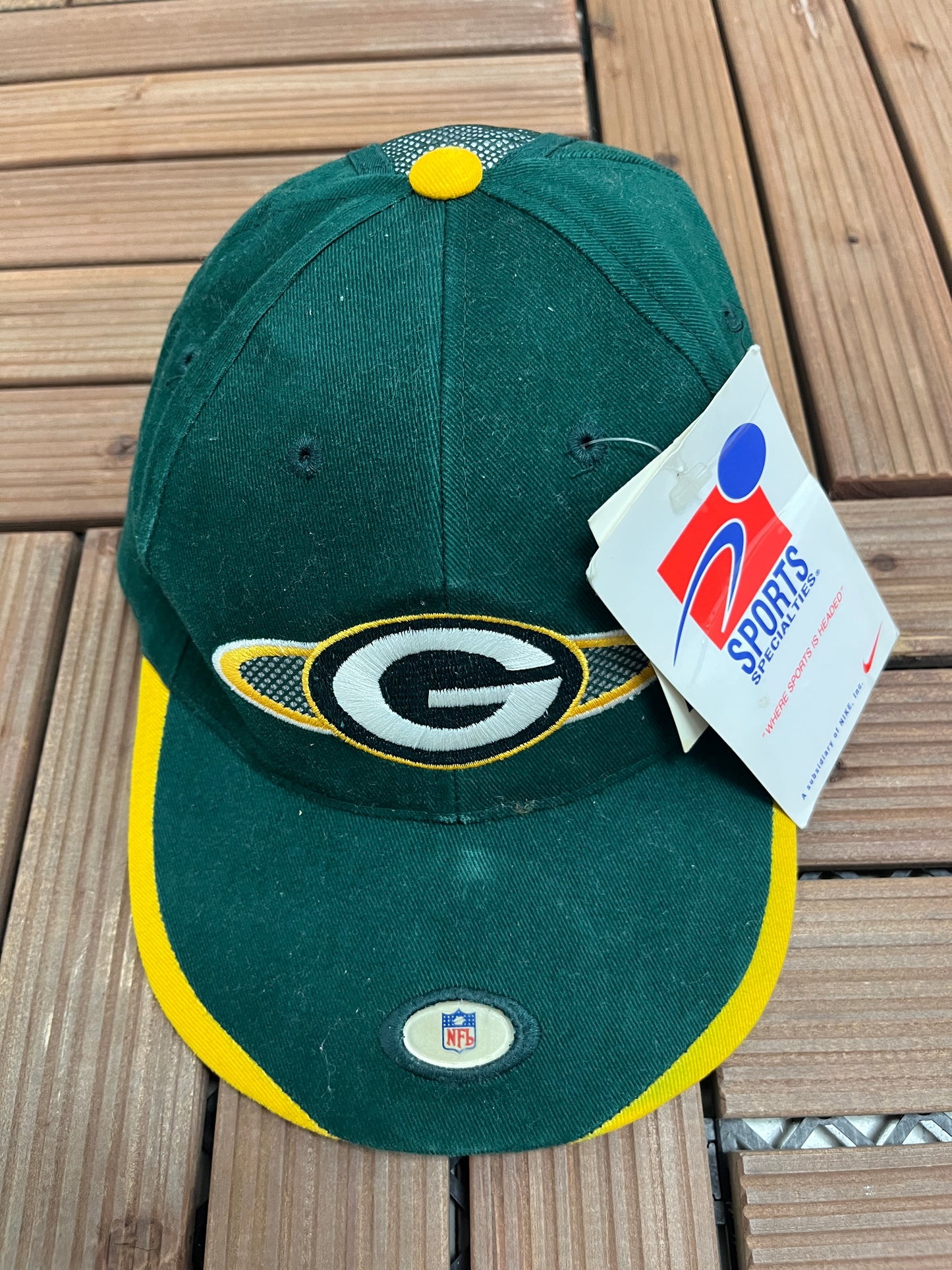 Green Bay Packers Graphic Hat | Strap Back | Vintage 1990s Sports Specialties NFL Football Green Cap |