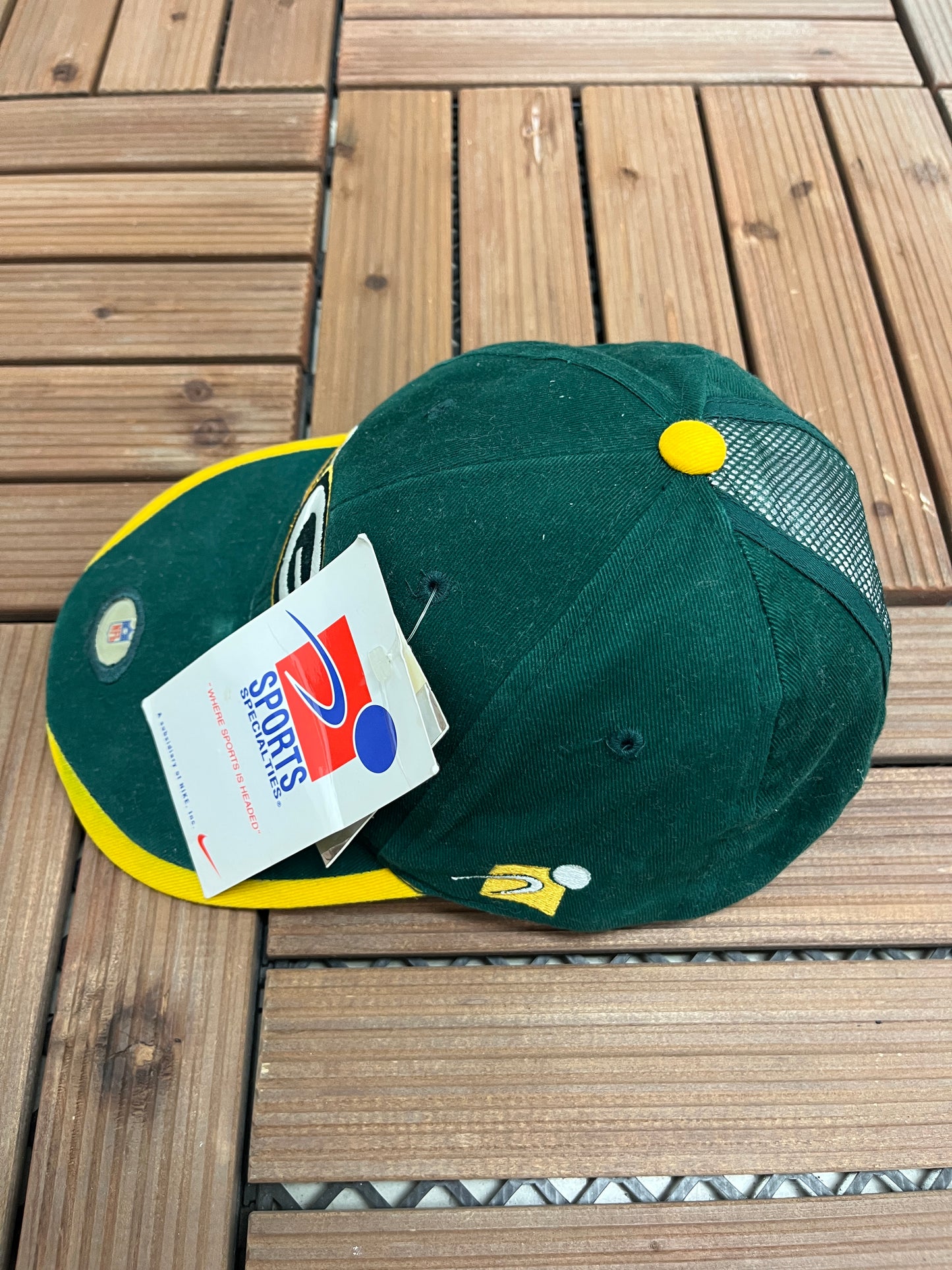 Green Bay Packers Graphic Hat | Strap Back | Vintage 1990s Sports Specialties NFL Football Green Cap |