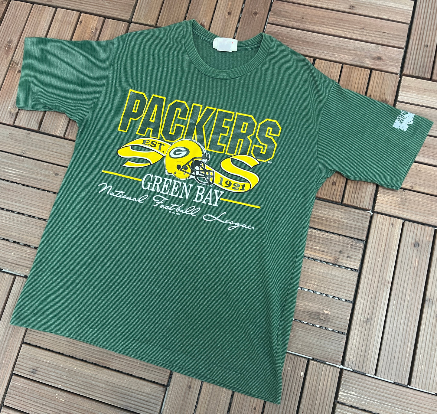 Green Bay Packers Est. 1921 Graphic Tee | Size Medium | Vintage 1990s Single Stitch NFL Football Green T-Shirt | Free Shipping to USA |