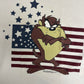 Taz American Flag Graphic Tee | Size XX-Large | Vintage 1990s Looney Tunes Cartoon Disney Character White T-Shirt |