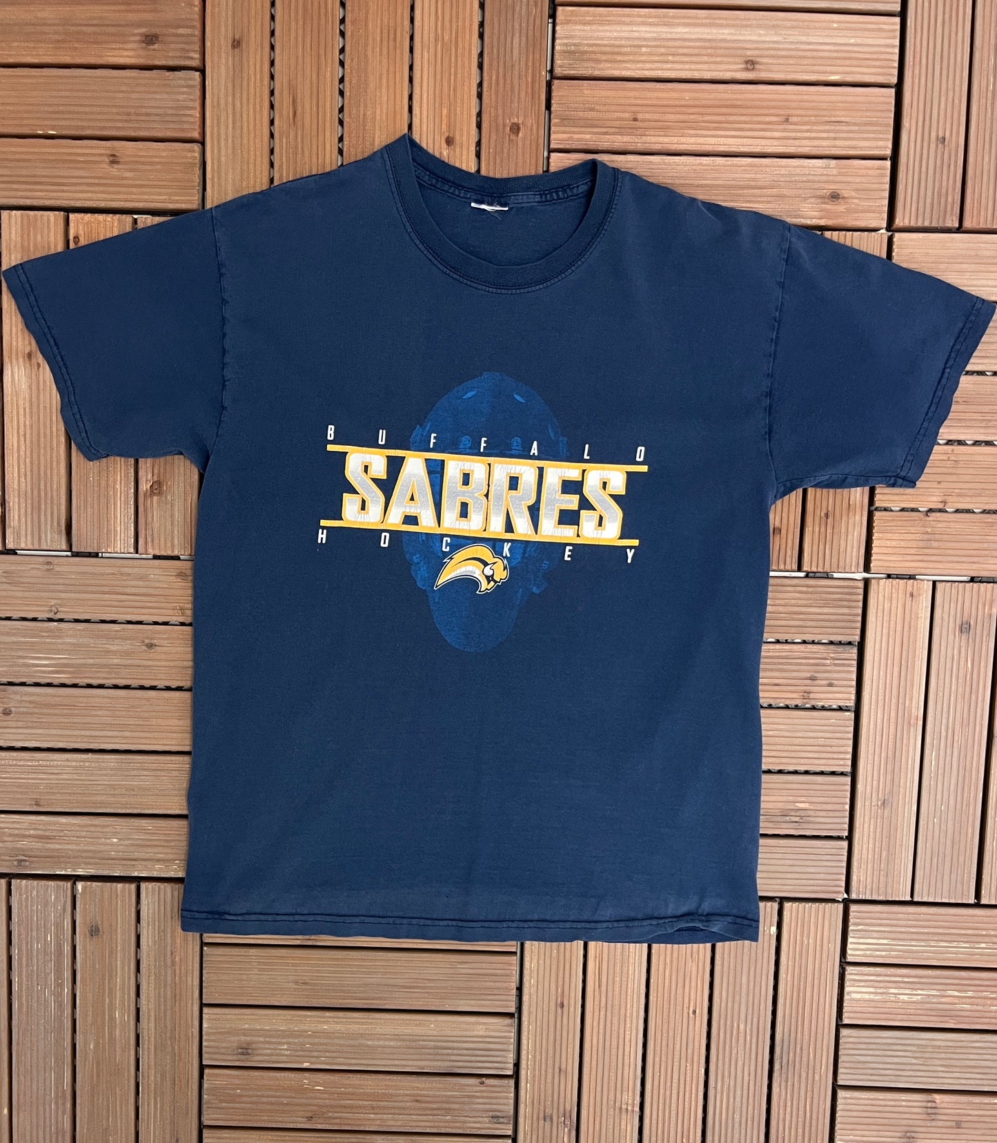 Buffalo Sabres Hockey Graphic Tee | Size Large | Vintage 2000s NHL Hockey Blue T-Shirt |