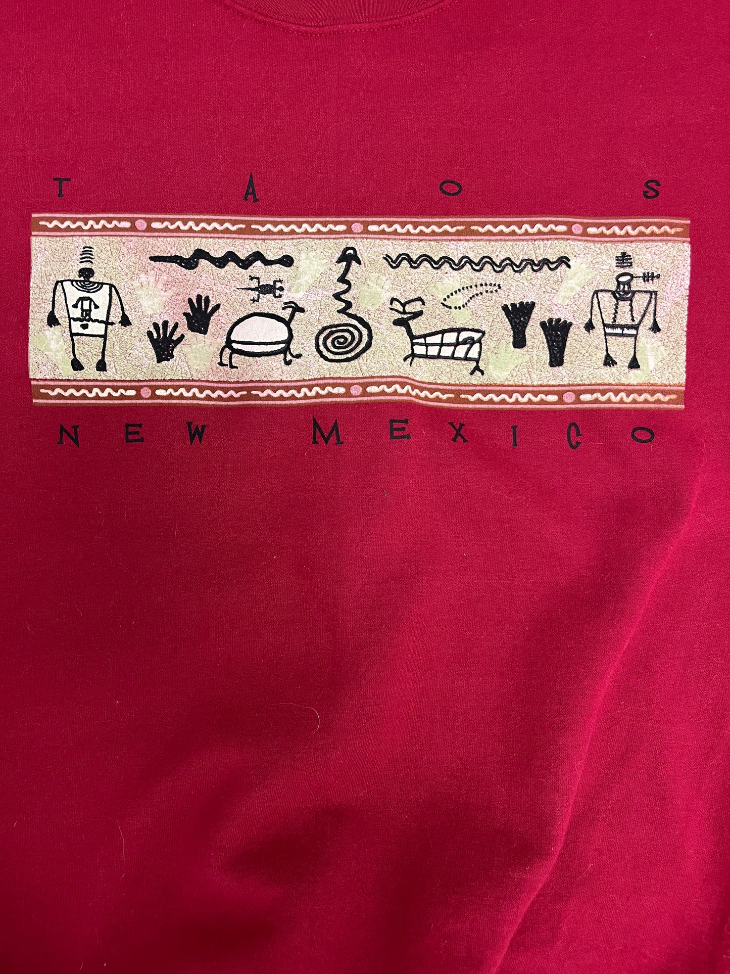 Taos, New Mexico Graphic Crewneck | Size X-Large | Vintage 2000s Tourist Promotional Red Sweater | Free Shipping to USA |