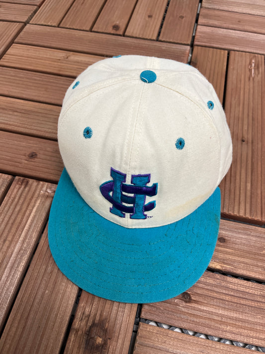 Charlotte Hornets Embroidered Graphic Hat | Size 7 1/4 | Vintage 1990s Made in USA Wool NBA Basketball White Cap |