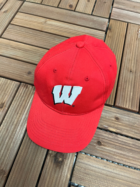 Wisconsin Badgers Embroidered Graphic Hat | Snap Back Adjustable | Vintage 2000s College Sports Red Cap |