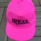 Get Real Embroidered Graphic Hat | Adjustable With Snap Back | Vintage 1990s Promotional Pink Cap |
