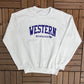 University of Western Ontario Stitched Graphic Crewneck | Size Medium | Vintage 2000s College Sports White Sweater | Free Shipping to USA |