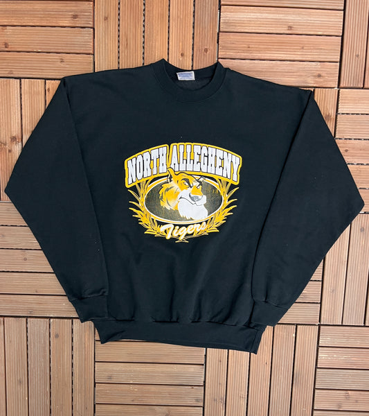 North Allegheny Tigers Graphic Crewneck | Size Large | Vintage 2000s High School Black Sweater | Pittsburgh, PA | Free Shipping to USA |