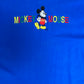 Mickey Mouse Embroidered Graphic Tee | One Size | Vintage 1990s Disney Cartoon Blue T-Shirt |