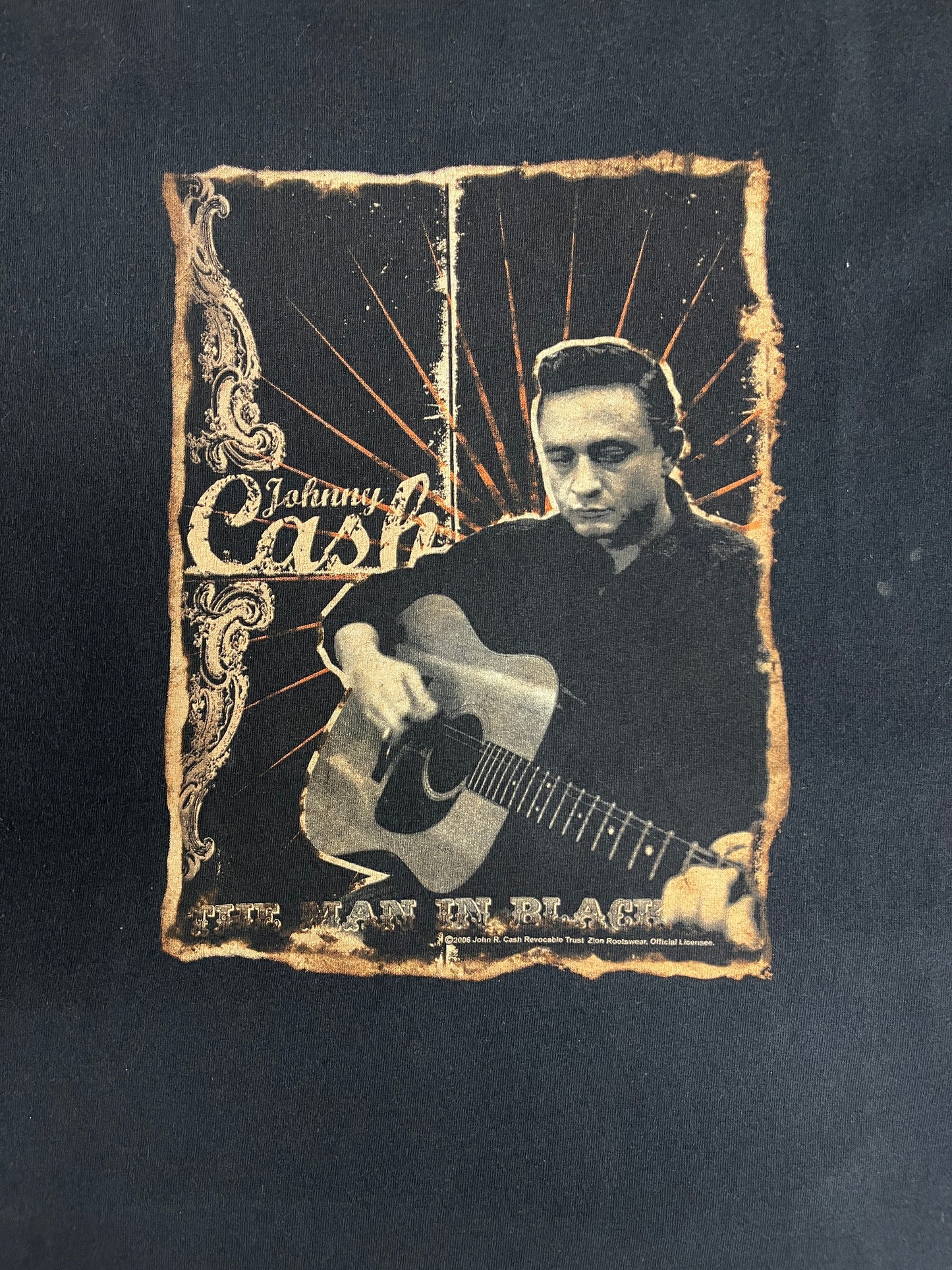 Johnny Cash The Man In Black Graphic Tee | Size XX-Large | Vintage 2000s Rock & Roll Black T-Shirt |