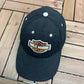 Harley Davidson Graphic Hat | Strap Back | Vintage 2000s Biker Motorcycle Black Cap |