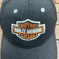 Harley Davidson Graphic Hat | Strap Back | Vintage 2000s Biker Motorcycle Black Cap |